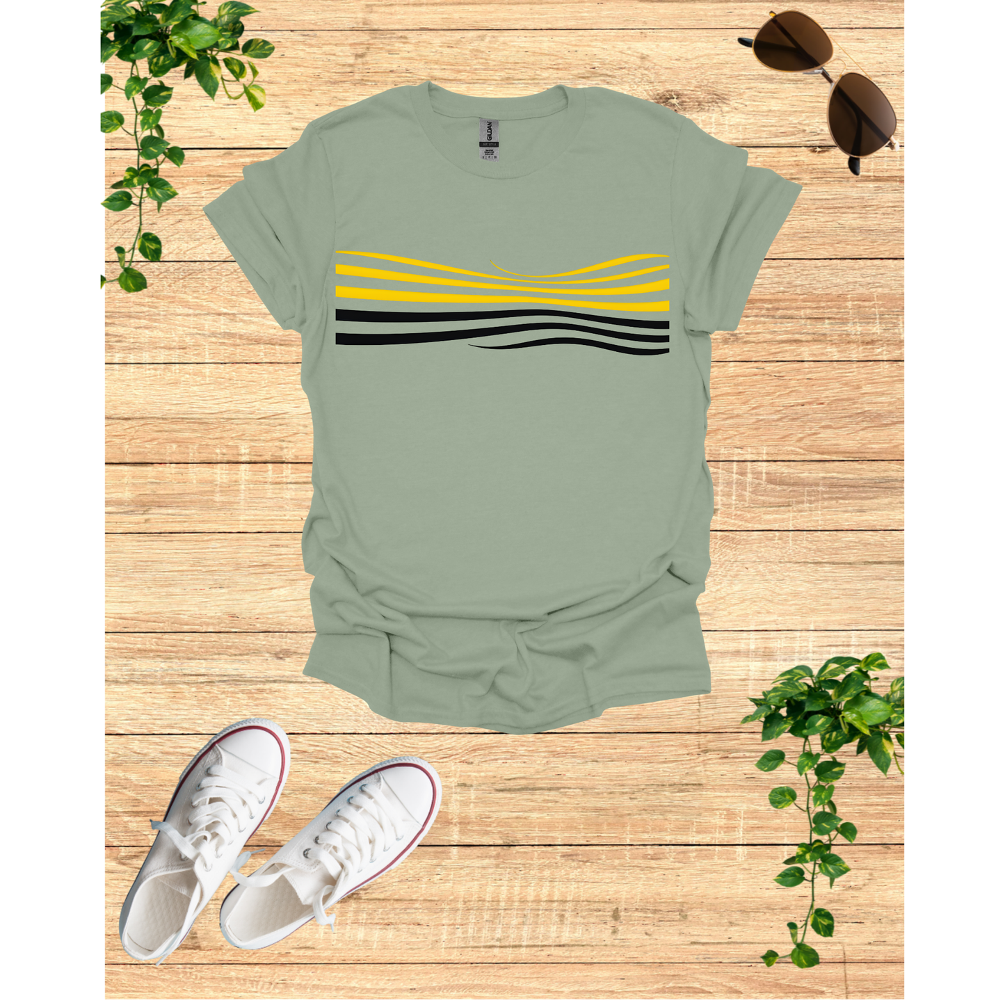 Sunset Wave Graphic Unisex T-Shirt - Softstyle Tee for Relaxed Vibes