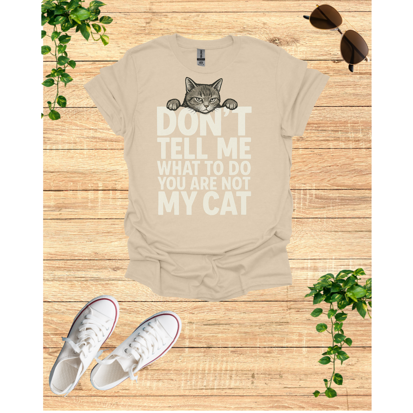 My cat tells me what to do, Unisex Softstyle Tee, Gift for Cat Lovers, Humor Shirt, Pet Lover Apparel, Quirky Casual Wear
