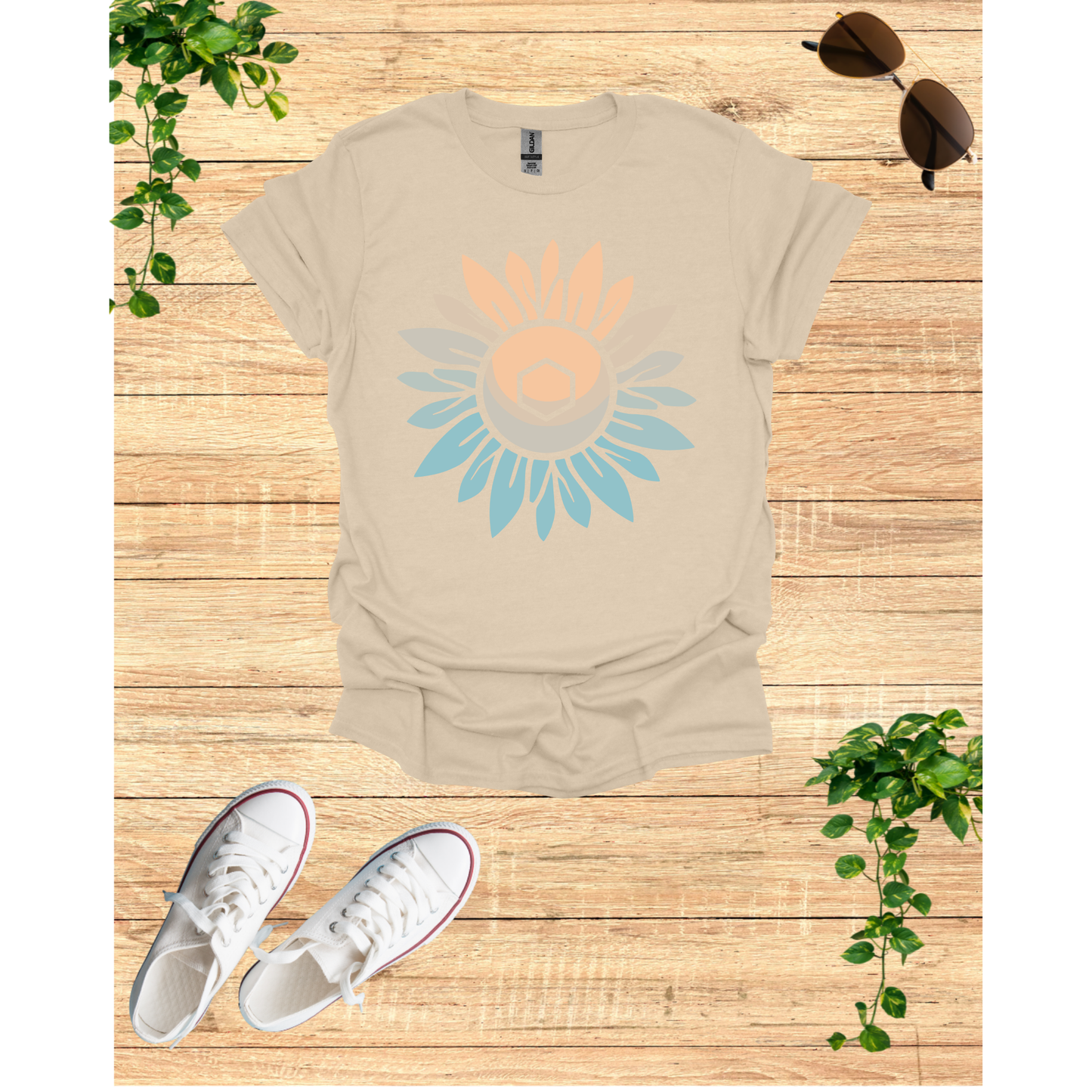 Sunflower Mandala Unisex Softstyle T-Shirt - Boho Chic Vibes