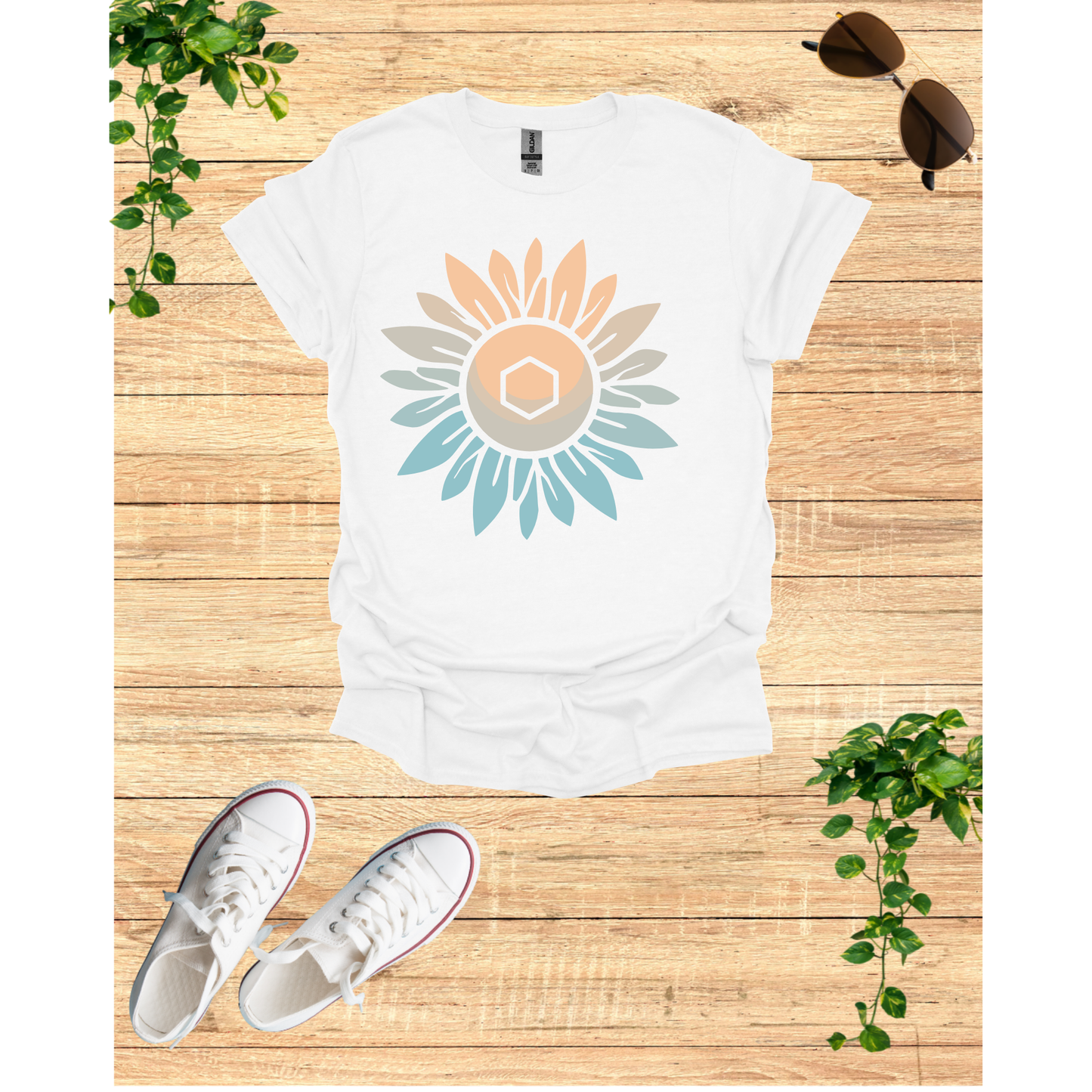 Sunflower Mandala Unisex Softstyle T-Shirt - Boho Chic Vibes