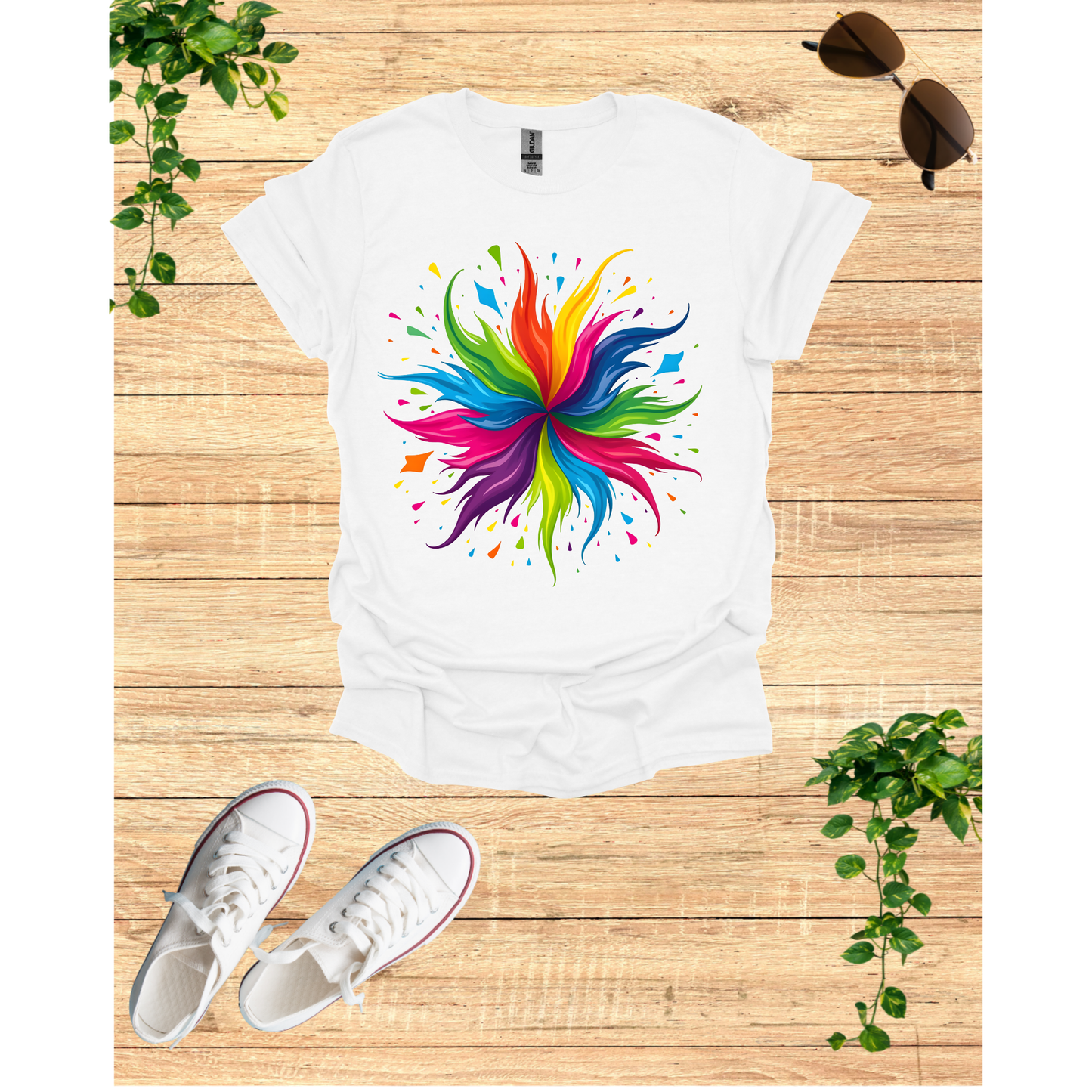 Colorful Abstract Splash Unisex Softstyle T-Shirt - Vibrant Artistic Tee for Creative Souls