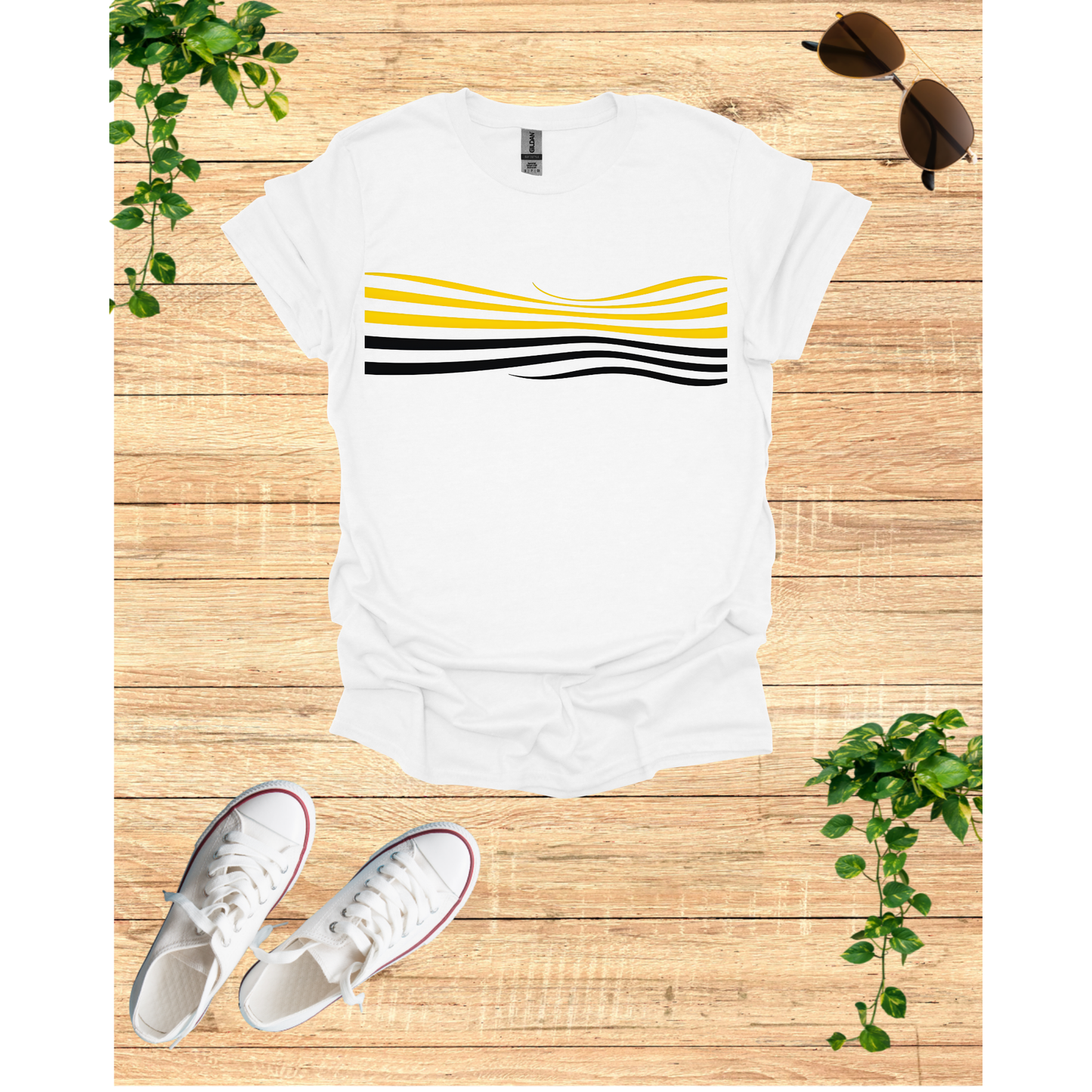 Sunset Wave Graphic Unisex T-Shirt - Softstyle Tee for Relaxed Vibes