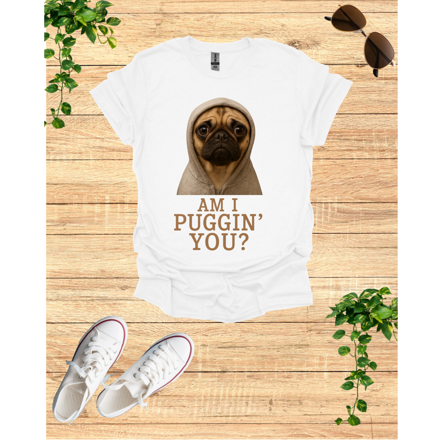 Am I Puggin' You? Unisex Softstyle T-Shirt, Cute Dog Tee, Pet Lover Gift, Funny Pug Shirt, Animal Humor Apparel, Casual Wear