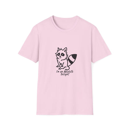 Cute Raccoon Quote T-Shirt - "I'm an Absolute Delight" Unisex Softstyle Tee