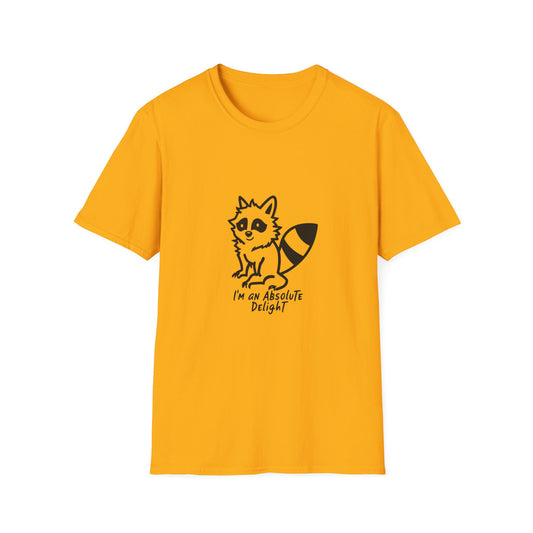 Cute Raccoon Quote T-Shirt - "I'm an Absolute Delight" Unisex Softstyle Tee