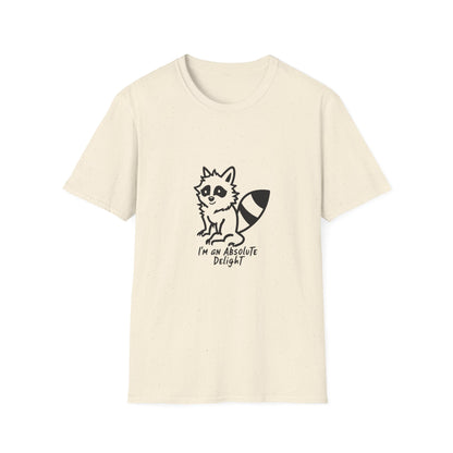 Cute Raccoon Quote T-Shirt - "I'm an Absolute Delight" Unisex Softstyle Tee