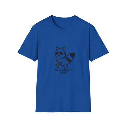 Cute Raccoon Quote T-Shirt - "I'm an Absolute Delight" Unisex Softstyle Tee