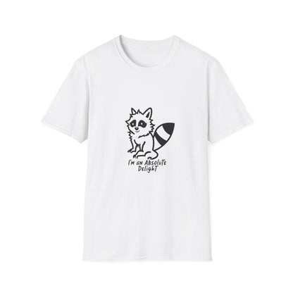 Cute Raccoon Quote T-Shirt - "I'm an Absolute Delight" Unisex Softstyle Tee