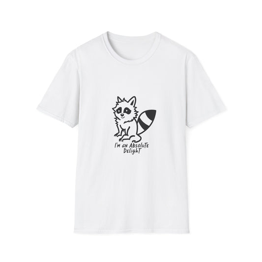 Cute Raccoon Quote T-Shirt - "I'm an Absolute Delight" Unisex Softstyle Tee