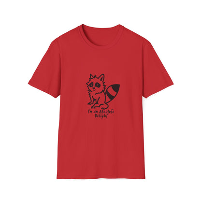 Cute Raccoon Quote T-Shirt - "I'm an Absolute Delight" Unisex Softstyle Tee