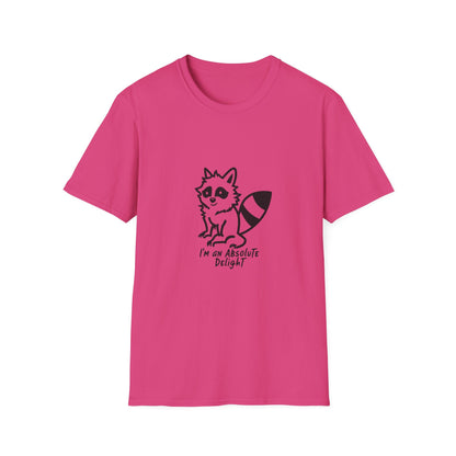 Cute Raccoon Quote T-Shirt - "I'm an Absolute Delight" Unisex Softstyle Tee