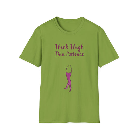 Thick Thigh Thin Patience Unisex Softstyle T-Shirt - Funny Graphic Tee for Body Positivity and Self-Love