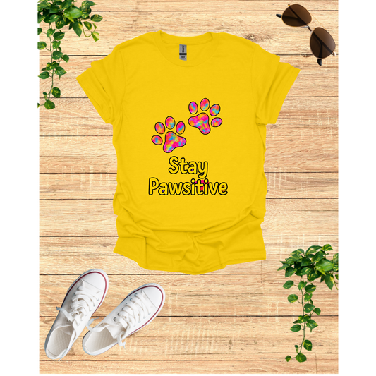 Stay Pawsitive Unisex Softstyle T-Shirt, Cute Pet Lover Tee, Gift for Animal Lovers, Dog Cat Enthusiasts, Fun Casual Wear