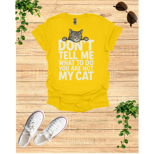My cat tells me what to do, Unisex Softstyle Tee, Gift for Cat Lovers, Humor Shirt, Pet Lover Apparel, Quirky Casual Wear