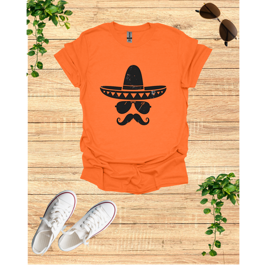 Fun Sombrero & Mustache T-Shirt - Unisex Softstyle for Fiesta Lovers