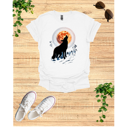 Wolf Howling Moon Unisex Garment-Dyed T-Shirt
